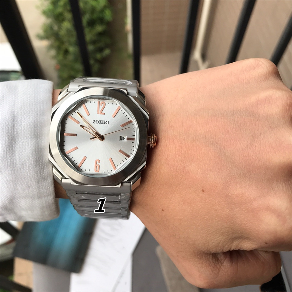 럭셔리 남성 기계식 옥토 자동 데이트 시계 플라이휠 골격 시계 다기능 팔각형 손목 시계 가죽 번호 다이얼