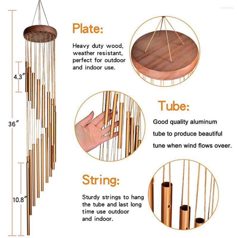 Figurines décoratives 12 tubes carillons éoliens pendentif tube en aluminium cloches de tuyau en métal décoration balcon extérieur cour jardin maison 242r