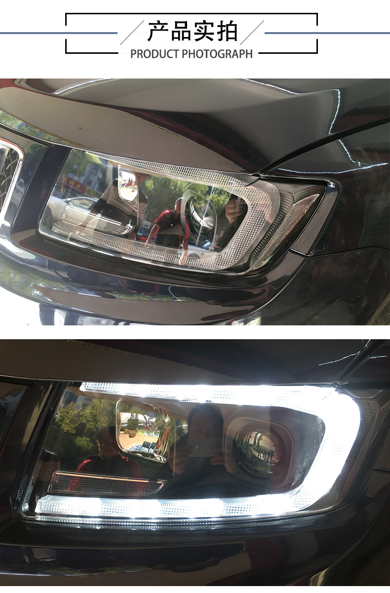 Reflektory samochodowe Montaż Dynamiczny struprowy sygnał Lampa głowica dla Grand Cherokee LED LED DRL Daytime Light