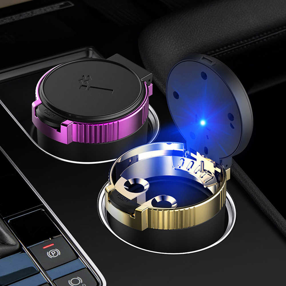 Nieuwe universele auto-asbak met LED-verlichting met cover Creative Personality Covered CART in multifunctionele autobenodigdheden
