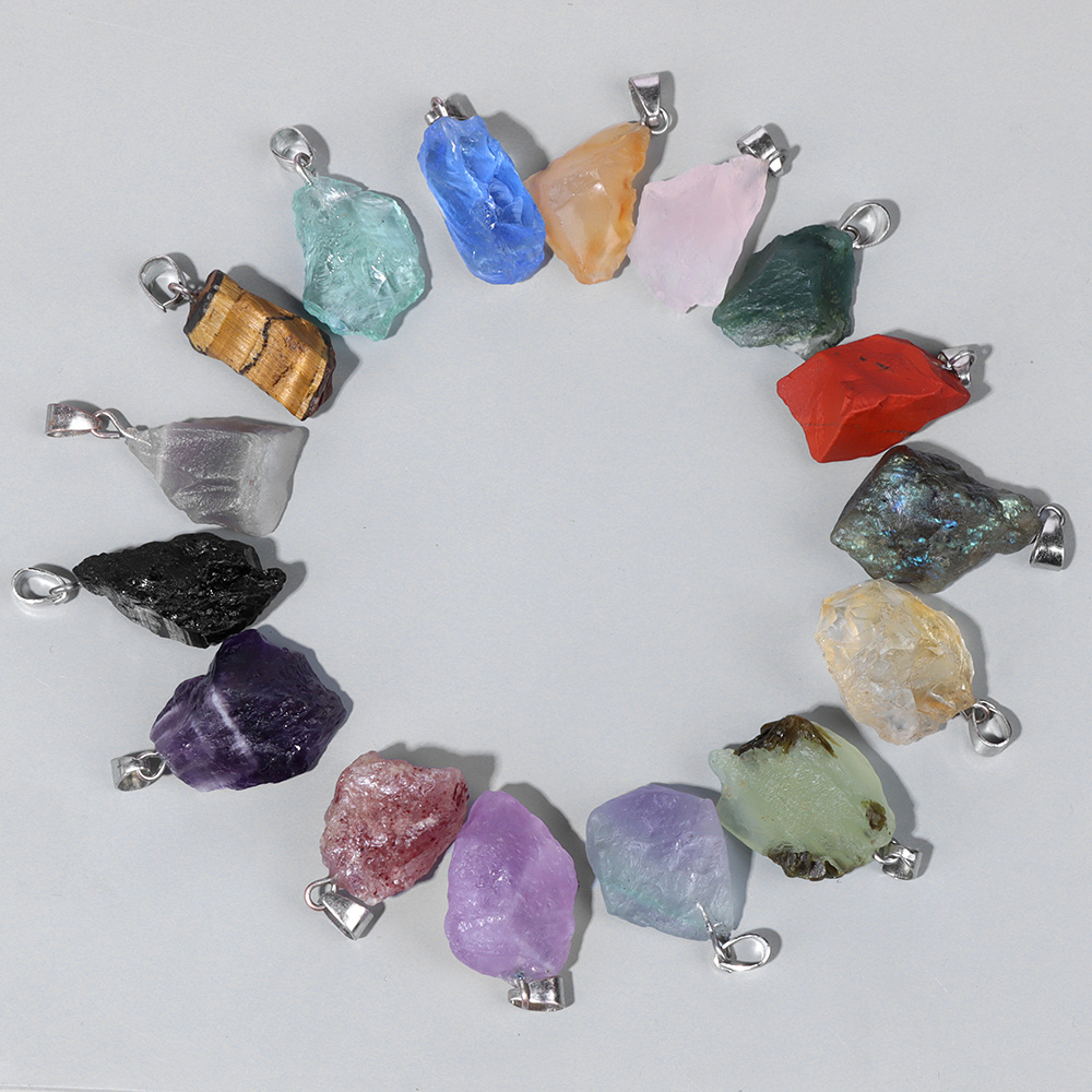 Colgante de piedra natural en bruto, gemas de ágata de cristal de cuarzo Mineral en bruto, colgantes aptos para collar Diy, pendientes, accesorios, bisutería