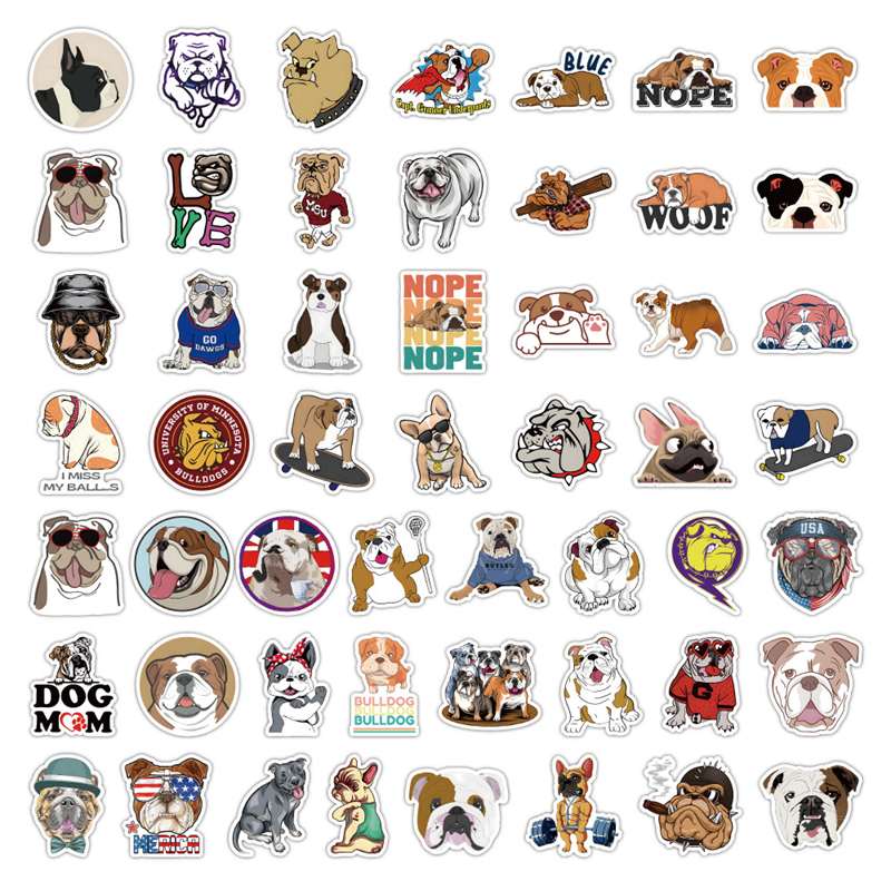 50 stcs schattige grappige dog American Pit Bull Stickers bulldog graffiti stickers voor doe -het -zelf bagage laptop motorfietssticker