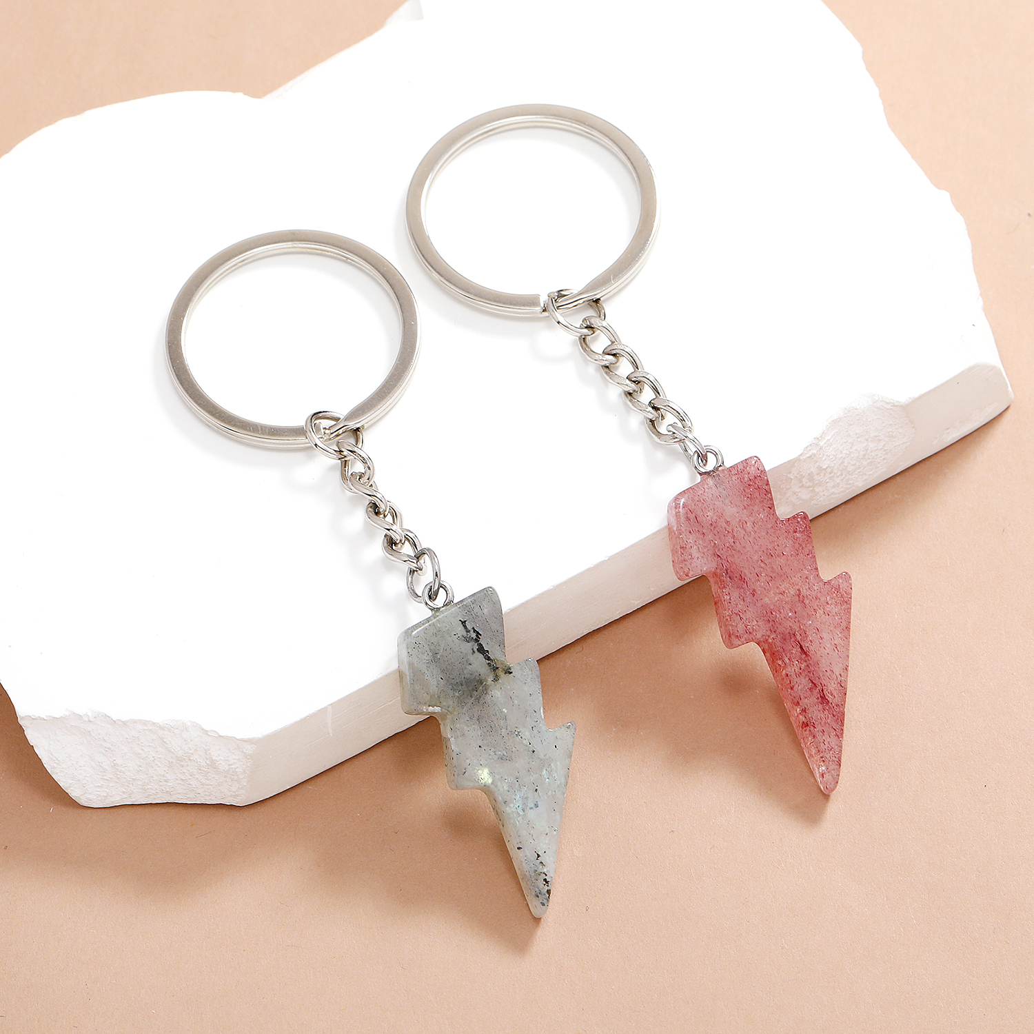 Punk Lightning Shape Tastiera a sospensione Opal Crystal Natural Stone GEM GEM CHIEMCHIN GLI UOMINI Accessori la personalit￠