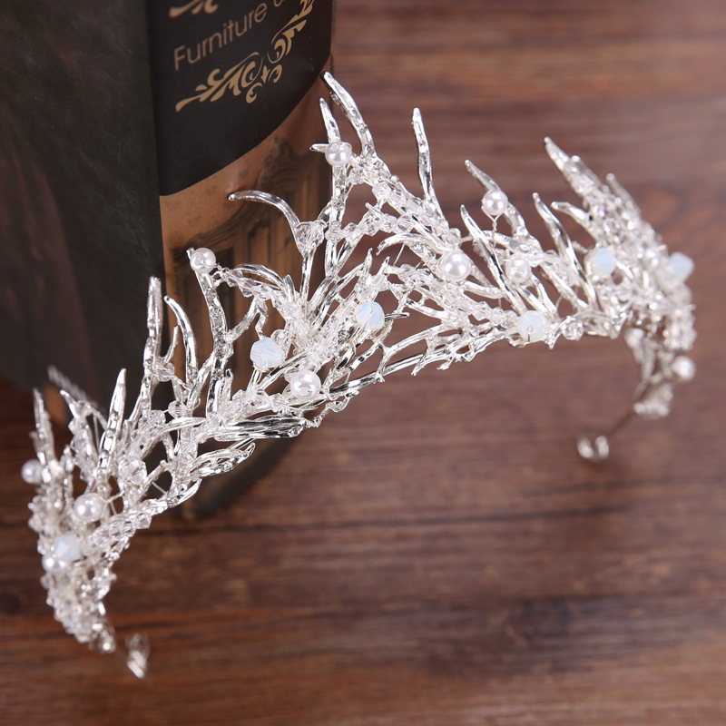Luksusowy srebrny gałąź Perły Tiara Hair Hoop Crystal ślubny koronka na nakrywa norkowania z dhinestone z biżuterią ślubną korony ślubne HEDPIECKY HG191
