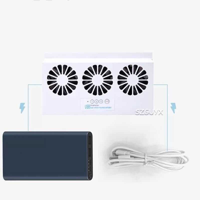 Solaire solaire USB double charge outil de refroidissement véhicule Circulation d'air fumée d'échappement voiture ventilateur de Ventilation 0103191d