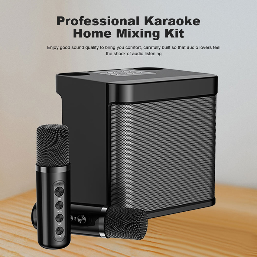 YS-203 PORTABLE H￶gtalare Electronics Professional Karaoke Dual Microphone Bluetooth Speaker Wireless Stereo Bass Subwoofer Karaoke Family Party