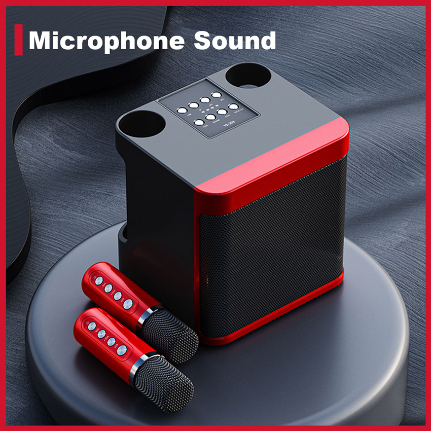 YS-203 Portable Speakers Electronics Professional Karaoke Dual Microphone Bluetooth Speaker Wireless Stereo Bass Subwoofer Karaoke Family Party