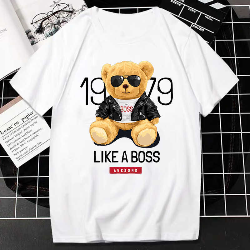 Erkek Tişörtler Komik Oyuncak Ayı Tshirt Harajuku Karikatür Ayı Grafik Üstleri Kadın Moda Kısa Sleev Tee Nefes Alabilir Konforlu Giysiler T230103