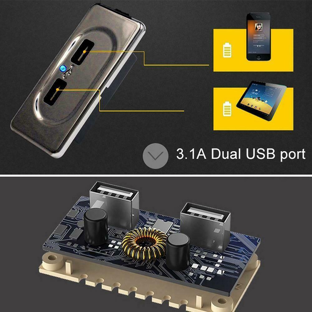 Bil USB -laddare DC 5V 3.1A Dual USB laddningsuttag Power Plug Outlet f￶r 12V Auto Boat Motorhome Caravan