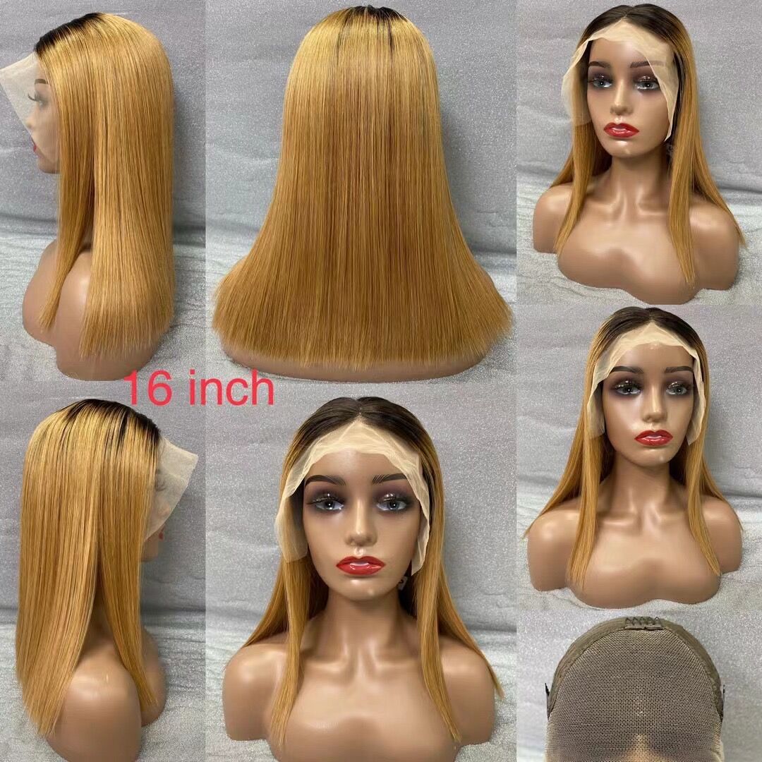 Düz Bob Wigs P427 Vurgu 13x4 Dantel Frontal İnsan Saç Perukları Siyah Kadınlar için Doğal Saçla Önlenmiştir8727605