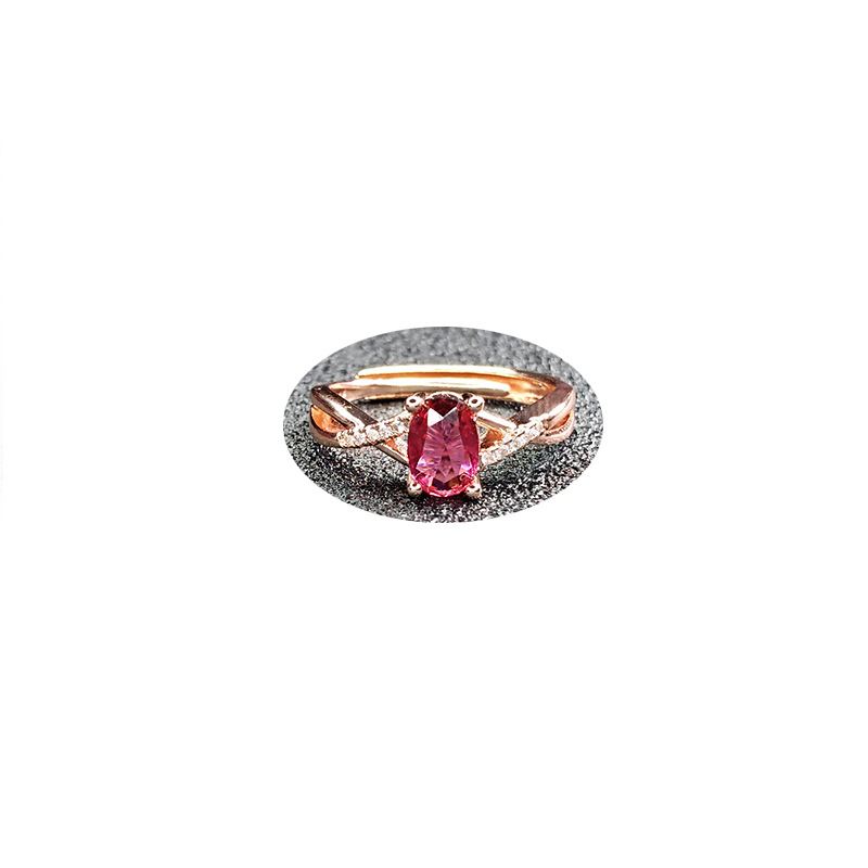 Femmes plaqué or rose imitation rubis bague de fête de mariage style européen et américain mode étudiante fille doux zircon diamant bijoux cadeau d'anniversaire réglable