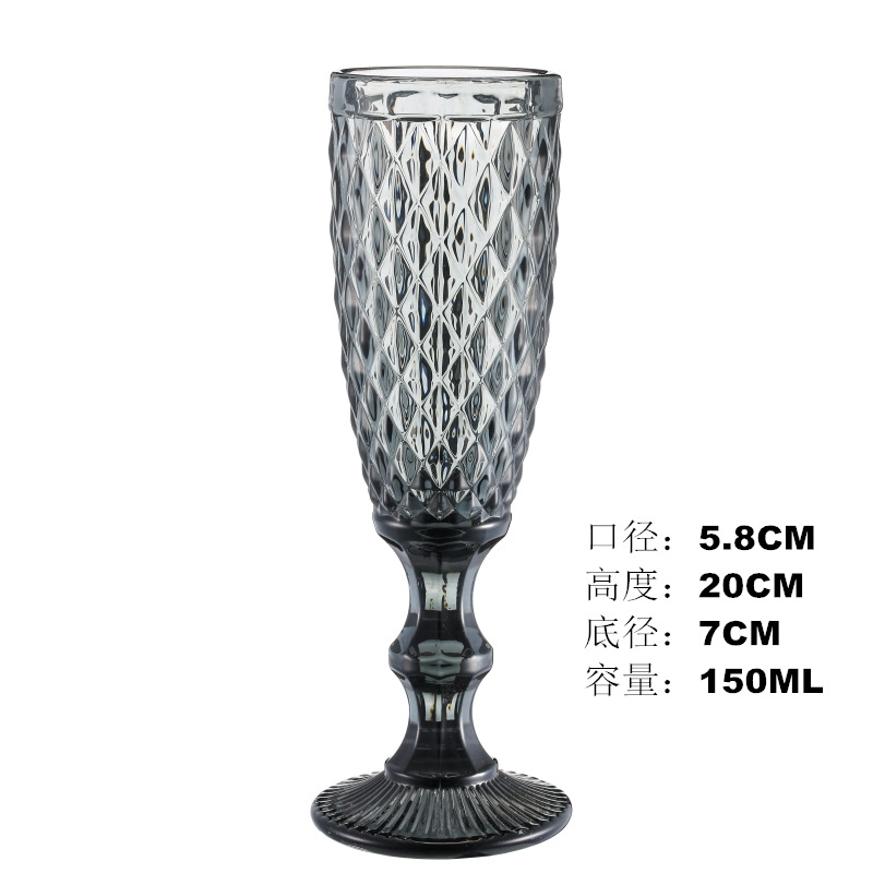 Lampe à vin en verre teinté gaufré de style européen, gobelet épais, 4 couleurs, 150ml