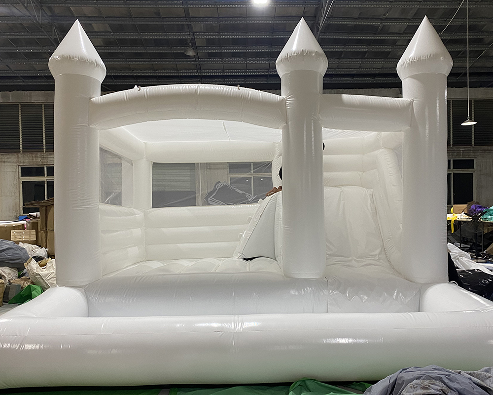 Commercial Wedding Inflatable Bouncer Bouncy Castle White Bounce House Combo With Slide Ball Pit For Kids include blower free ship to your door