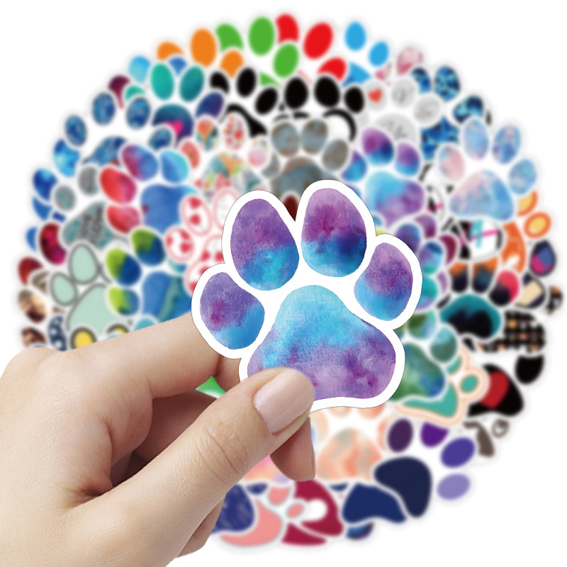 Cute Colorful Paw Print Stickers CatPaw DogPaw Graffiti Stickers for DIY Luggage Laptop Skateboard Motorcycle Bicycle Sticker