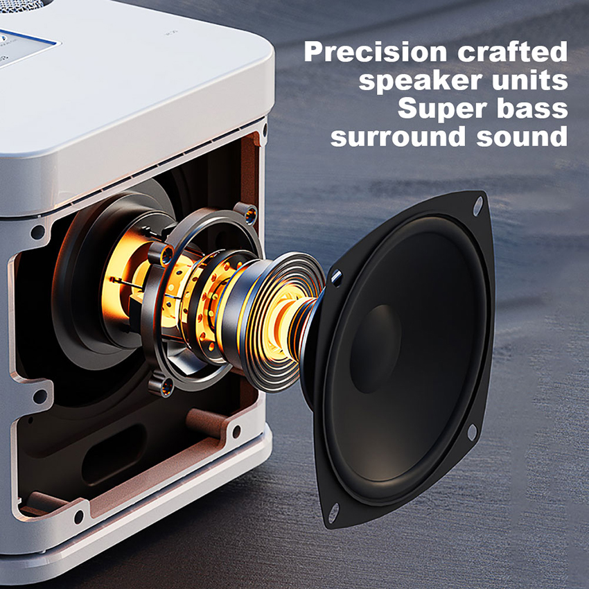 YS-203 Portable Speakers Electronics Professional Karaoke Dual Microphone Bluetooth Speaker Wireless Stereo Bass Subwoofer Karaoke Family Party