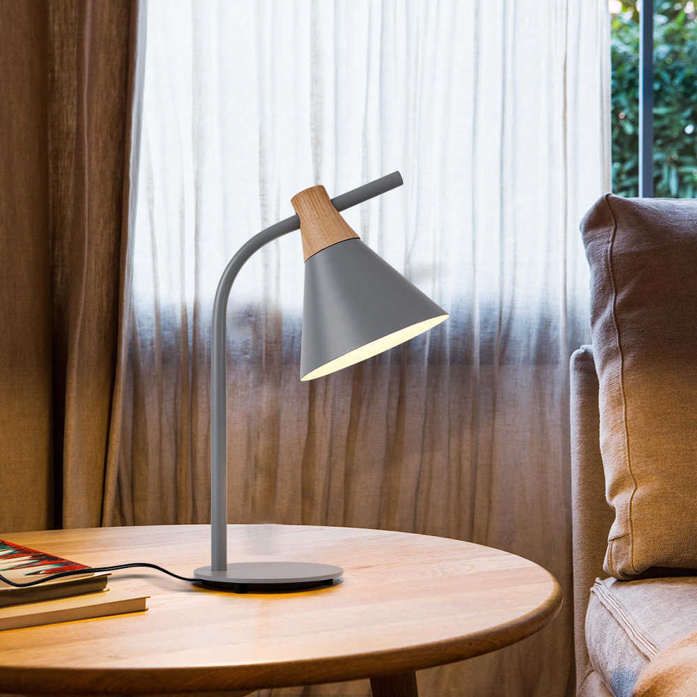 북유럽 간단한 목재 테이블 램프 현대 아이언 아트 데스크 램프 홈 스터디 침실 침대 옆 팔러 서점 호텔 1229에 4 가지 색상