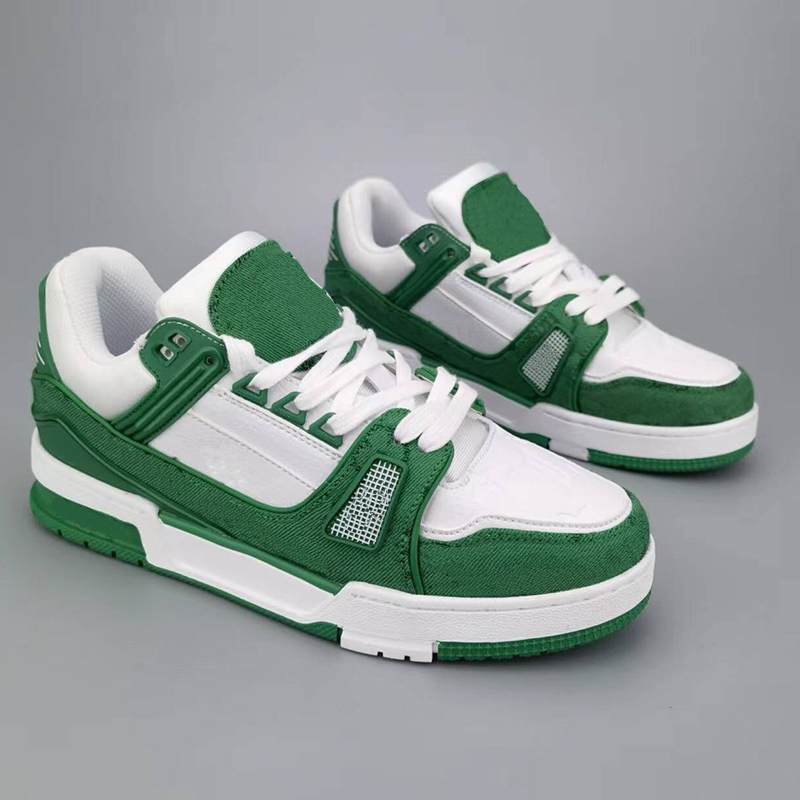 2024 Designer Sneaker Treinador Virgil Sapatos casuais calfskin couro abloh branco verde vermelho azul sobreposição de letra plataforma baixa tênis eur 36-45