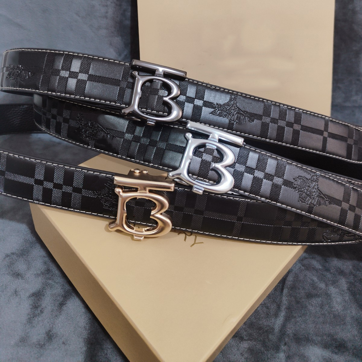 Designer belt luxury men classic Automatic buckle belts gold and silver black buckle head striped casual width 3 8cm size 105-125c257A