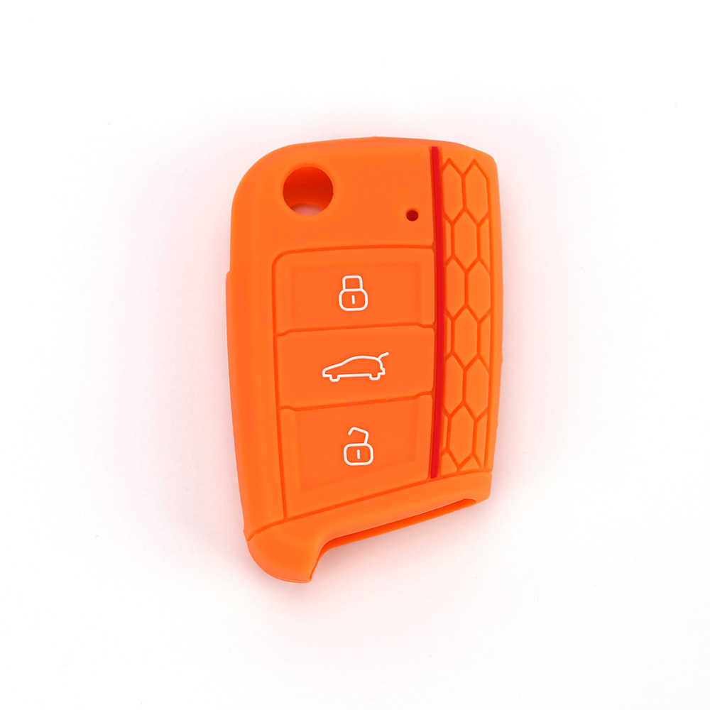 Silicone Car Key Cover Case For VW Volkswagen Golf 7 MK7 Skoda Octavia A7 3 Buttons Auto Accessories Protector Key Bag