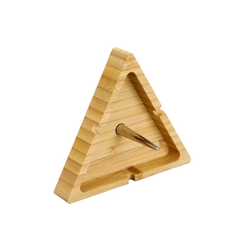 Triangle Style Natural Bamboo Wood Ashtray Portable Dry Herb Tobacco Cigarette Holder Filter Bowl Bracket Ash Soot Container Glass Bong Hookah Shisha Smoking Tool