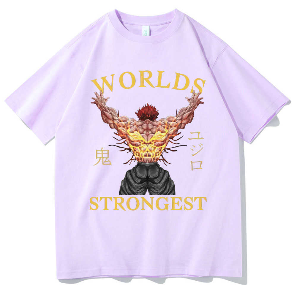 Camisetas masculinas anime homens homens desenhos animados tees masculinos moda vintage tshirt baki the grappler yujiro hanma woelds mais fortes estampas t shirts t230103