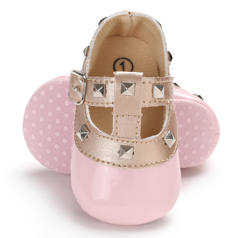 Baby Mädchen Erste Wanderer Kleinkind Neugeborene PU Leder Schuhe Baumwolle Sohle Säugling Frühling Niet Prinzessin Schuhe