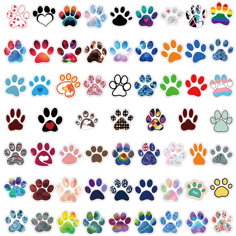 60 pçs adesivos coloridos fofos com estampa de pata CatPaw DogPaw Graffiti adesivos para bagagem faça você mesmo laptop skate motocicleta bicicleta adesivo