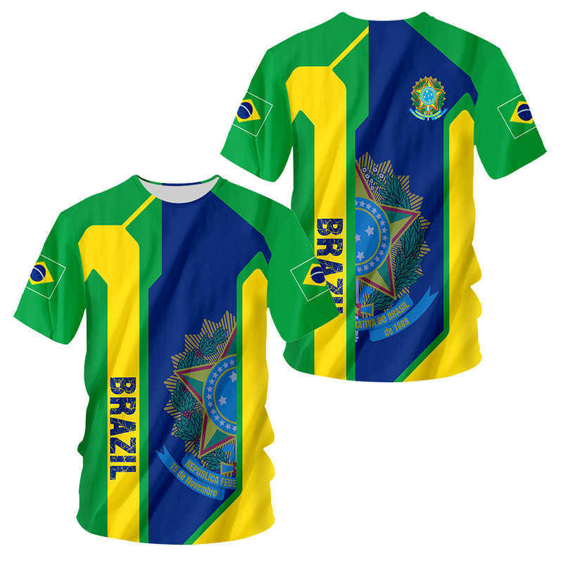 Męskie koszulki męskie letnie brazylijskie flag flagi T-shirt O Ubrania O Ubrania Brazylijskie Brazylijskie Essential Streetwear Sportswear Męskie Tees Outdoor Tops T230103