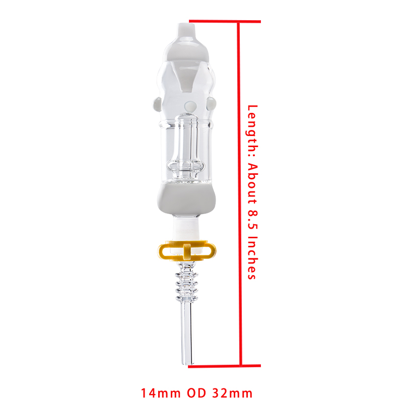 Chinafairprice a tubo colorato fumatore di vetro bong di circa 8,34 pollici OD 32 mm tubo da 14 mm in chiodi in metallo in metallo clip tampone tampone gocchietta