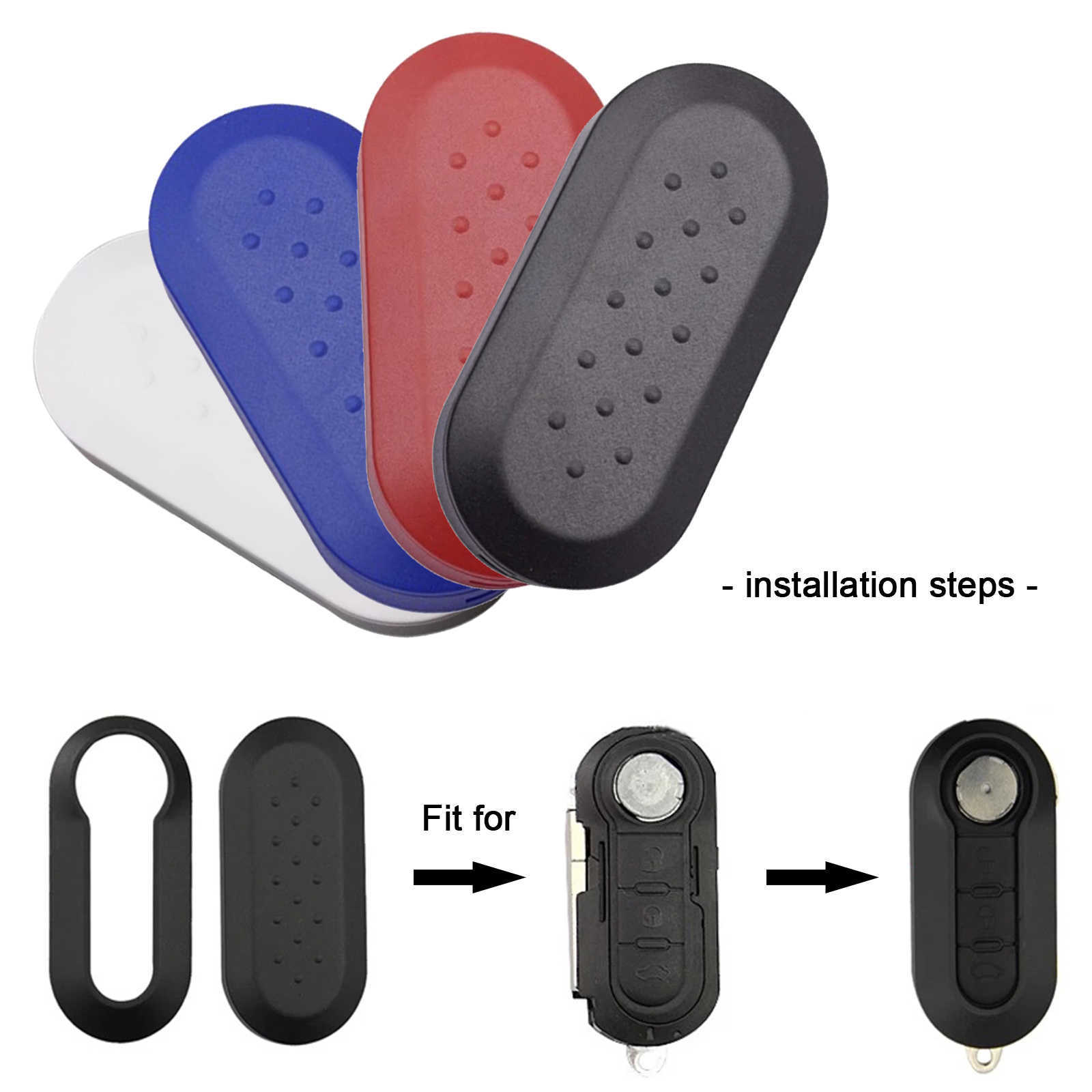 Remote Flip Key Shell Case Autosleutel Pad voor Fiat 500 Panda Punto Bravo Vervanging Key Case 3 knoppen Rubber Knop Pad