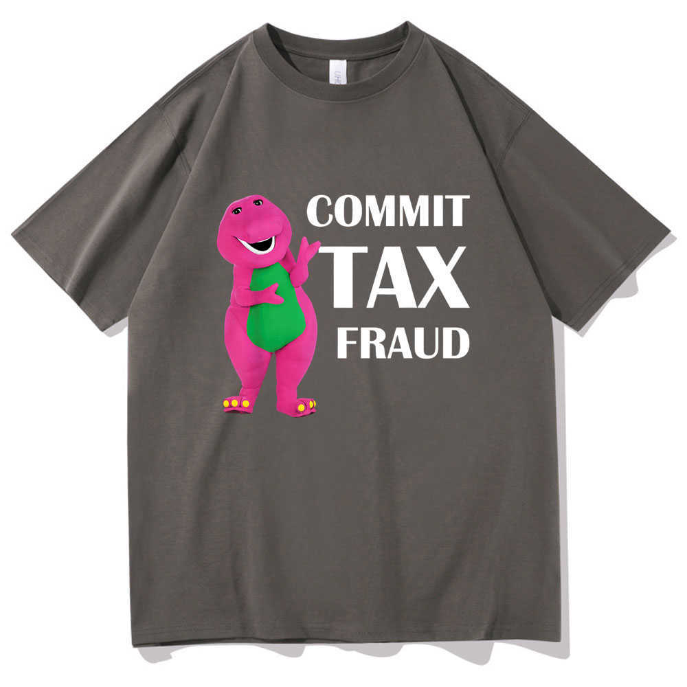 Camisetas masculinas 2022 Novo engraçado cometer amantes de fraude fiscal memes tshirt homens mulheres rdy outdoor-anti-shrink algodão camiseta de dinossauro impressão de dinossaur