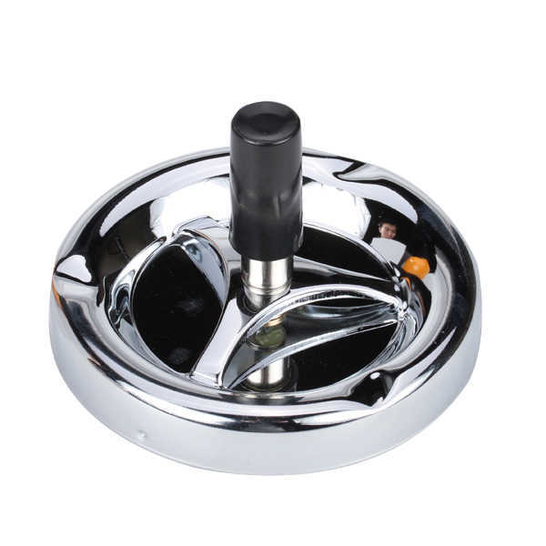 Novelty Home Car Metal Push Button Pool Billiard Ball Shape Ashtray Holder