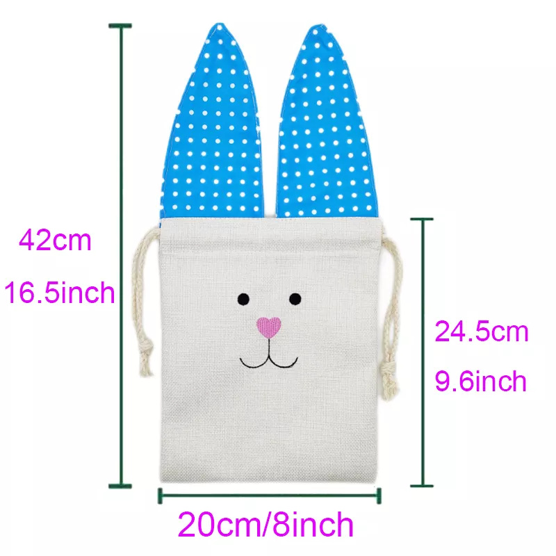 Sublimation Easter Drawstring Bags Festive Linen Bunny Bag with Ears Custom Printing