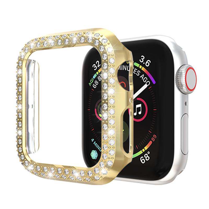 Diamond horloges Case voor Apple Watch -deksels 38 mm 42 mm 40 mm 44 mm gehard glazen scherm Protector Cover Iwatch -serie 5 4 3 2 Beschermende kisten met retailkleur