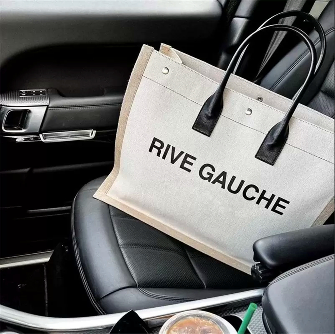 トレンド女性ハンドバッグRive Gauche Tote Bag 48cmファッションリネン財布デザイナーショルダーラージビーチショッピングバッグレターS Canva2933