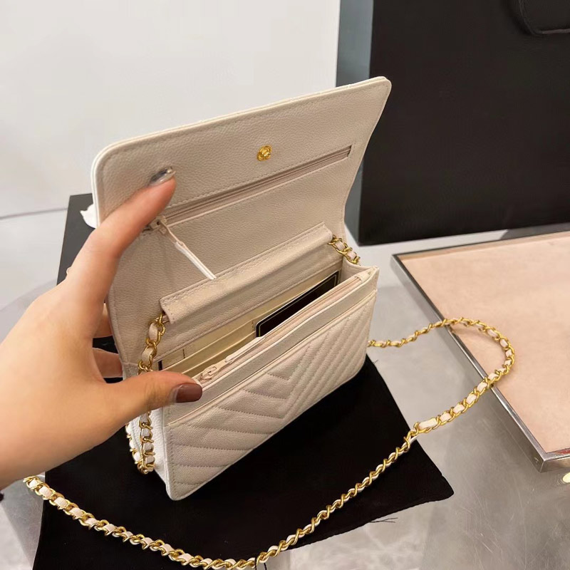 дизайнерская сумка через плечо классическая клетчатая сумка CF caviar сумка золотая серебряная цепочка кожаная двойная буква сплошной цвет пряжка квадратная полоса женская сумка-мессенджер