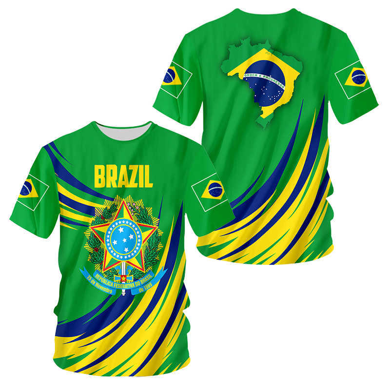 Men's T-Shirts Men's Summer Brazil Flag Print T-Shirt O-Neck Clothing Casual Brazilian Essential Streetwear Sportswear Male Outdoor Tees Tops T230103