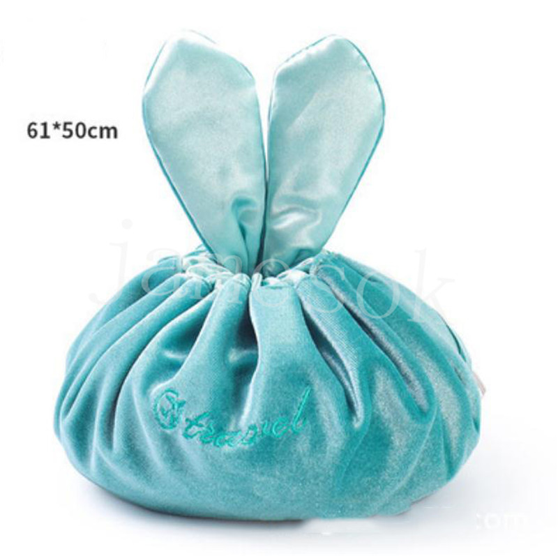 Bolsa cosm￩tica de cord￣o pregui￧oso Ears de coelho Bolsa de armazenamento de veludo Viagem port￡til Maquia