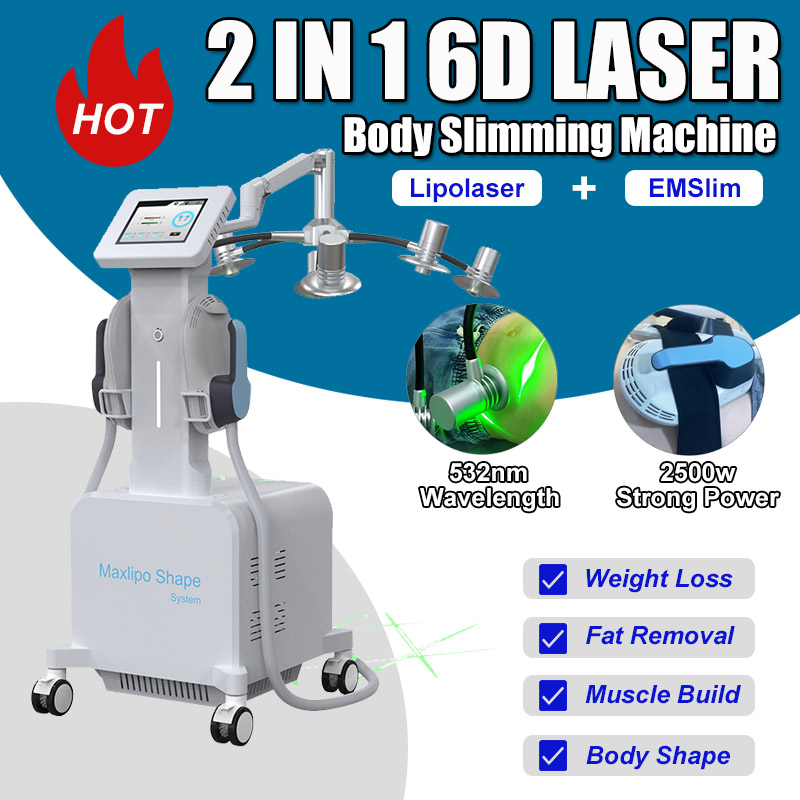 6D Laser Body Slimming Machine HIEMTSURE EMSlim Muscle Building Fat Burning Anti Cellulite Body Shaping Skin Tighten Home Use 2 IN 1 Portable Salon Device