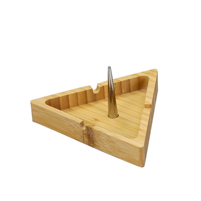 Posacenere in legno di bambù naturale stile triangolo Posacenere portatile a base di erbe secche tabacco Supporto filtro Ciotola Cenere Contenitore fuliggine Vetro Bong Narghilè Shisha Strumento fumatori