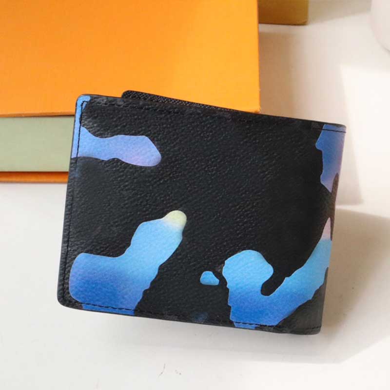 2023 Nieuwe Designer Wallet Men Korte portemonnee Graffiti canvas lederen vrouwen Purse mode creditcardhouder kleuren kaarthouder met BO235K