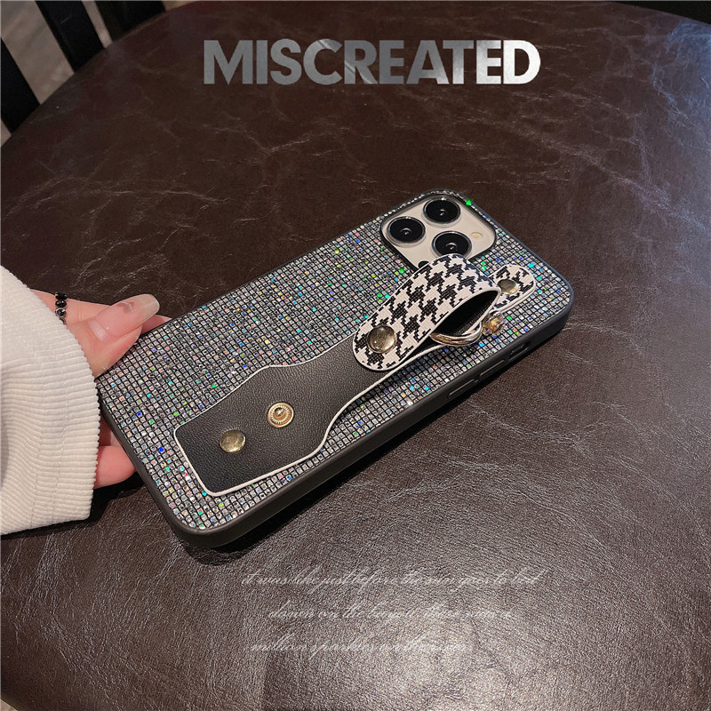Bransoletka wzorzec bransoletki z ogrodą Glitter Case dla iPhone'a 14 13 12 11 Pro Max Na rękę Ochramową Shockle Odporność