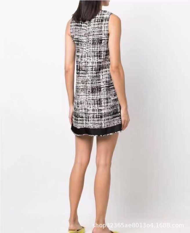 Casual Dresses Designer New Niche Design Nylon Mosaic Strap Dress Fashion Casual Temperament Tah8