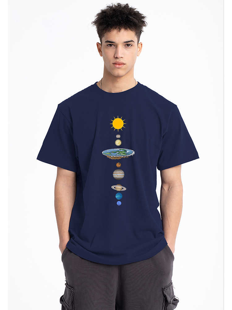 Herr t-shirts kosmiska solsystemplaneter trycker man t-shirt överdimensionerade lösa kläder vanliga ärm t skjortor manlig mode casual tee shirt t230103