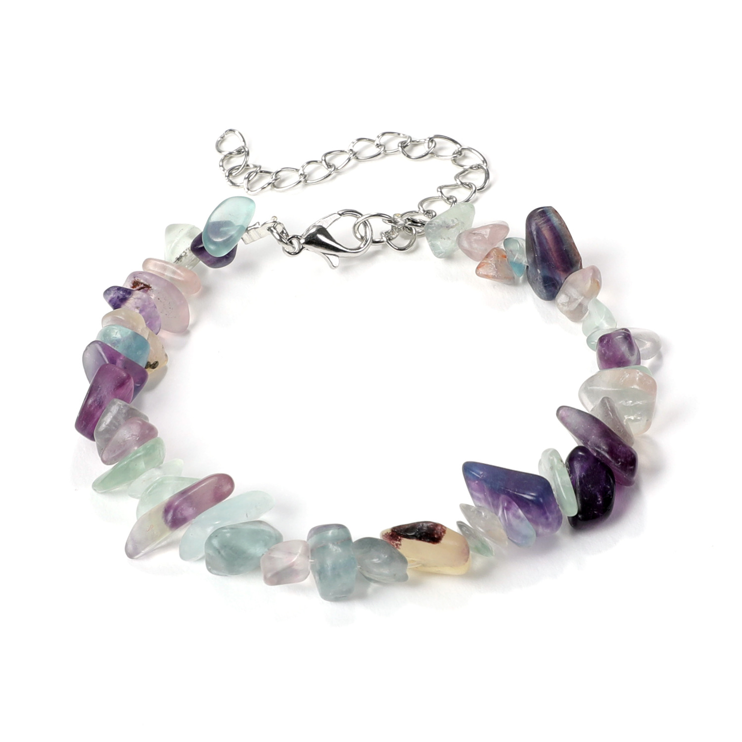 Mycket oregelbundna naturliga ädelsten Stenarmband Chip Beads Nuggets Fluorite Amethyst Rose Crystal Quartz Armband Bangles For Women