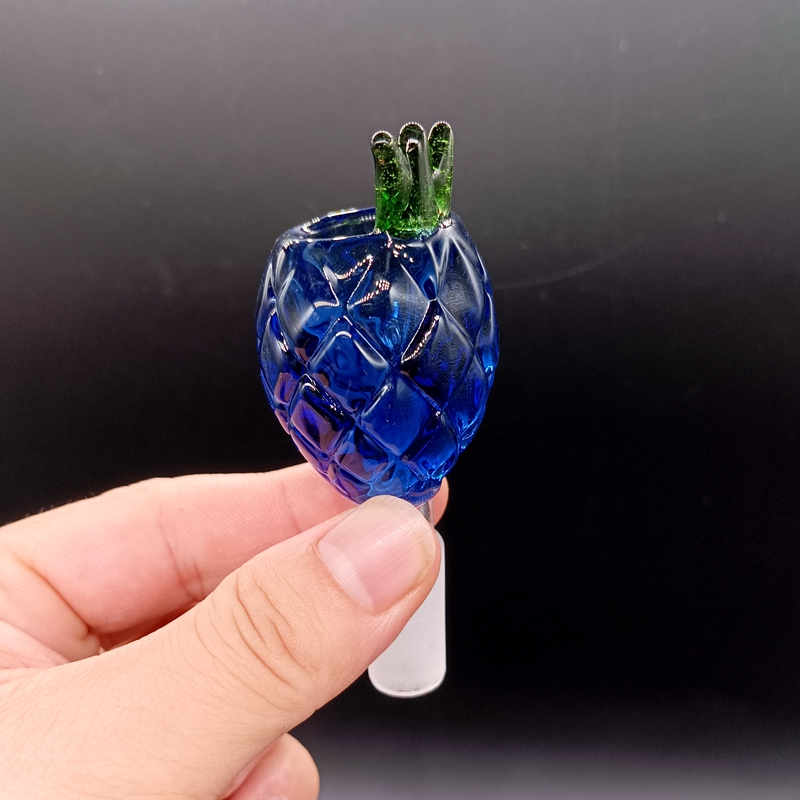 Mini Glass Bowl Male Joint Handle Hacka Gliding Blue Pineapple Shaped Bowl Piece Pipe Bowl Rökningstillbehör för vattenrör Vattenrör