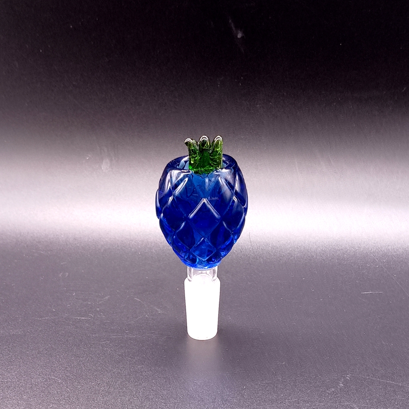 Mini Glass Bowl Male Joint Handle Hacka Gliding Blue Pineapple Shaped Bowl Piece Pipe Bowl Rökningstillbehör för vattenrör Vattenrör