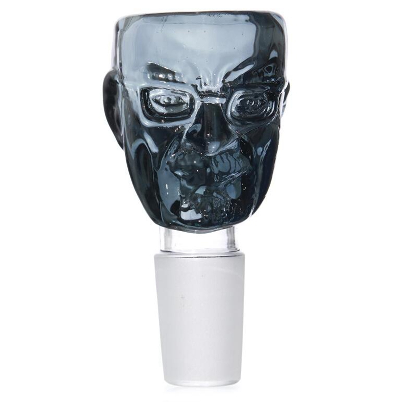 Colorful Smoking People Head Style Thick Glass 14MM 18MM Male Joint Replacement Bowls Herb Tobacco Oil Filter WaterPipe Bong Hookah DownStem Holder DHL