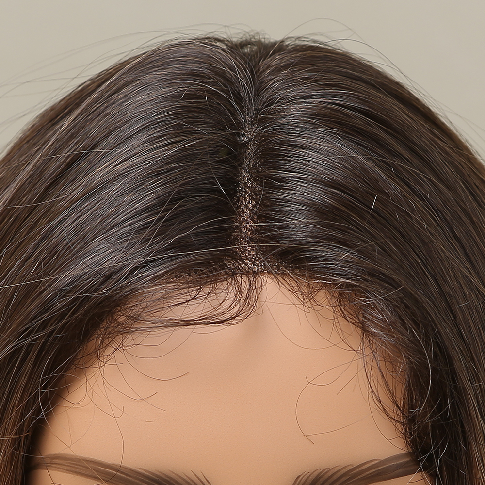 Parrucche anteriori di pizzo sintetico a lungo corpo 13x1 parrucca in pizzo marrone di separazione medio naturale le donne usatefactory diretto diretto