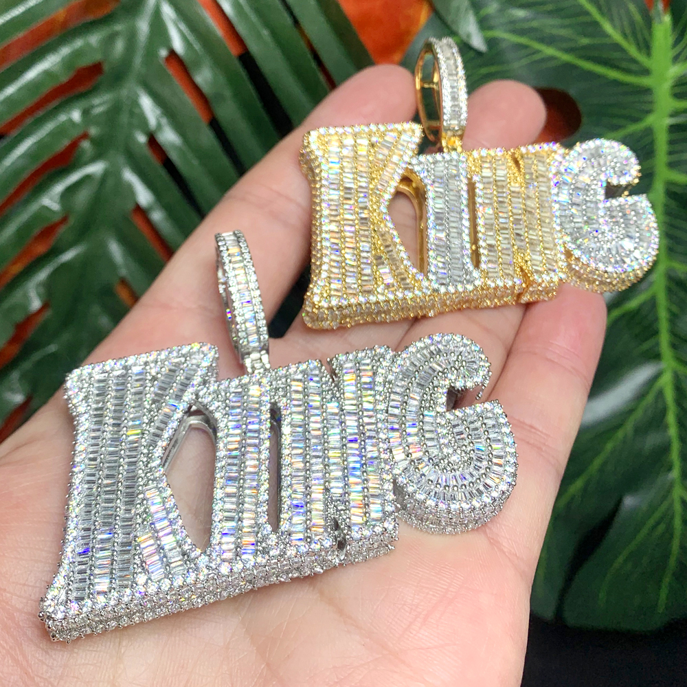 Iced out bling cz carta rei pingente corrente colares para mulheres homens hiphop festa moda masculina jóias246t